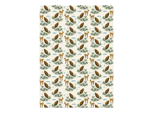 Deer and Pine Cones holiday wrapping paper rolls