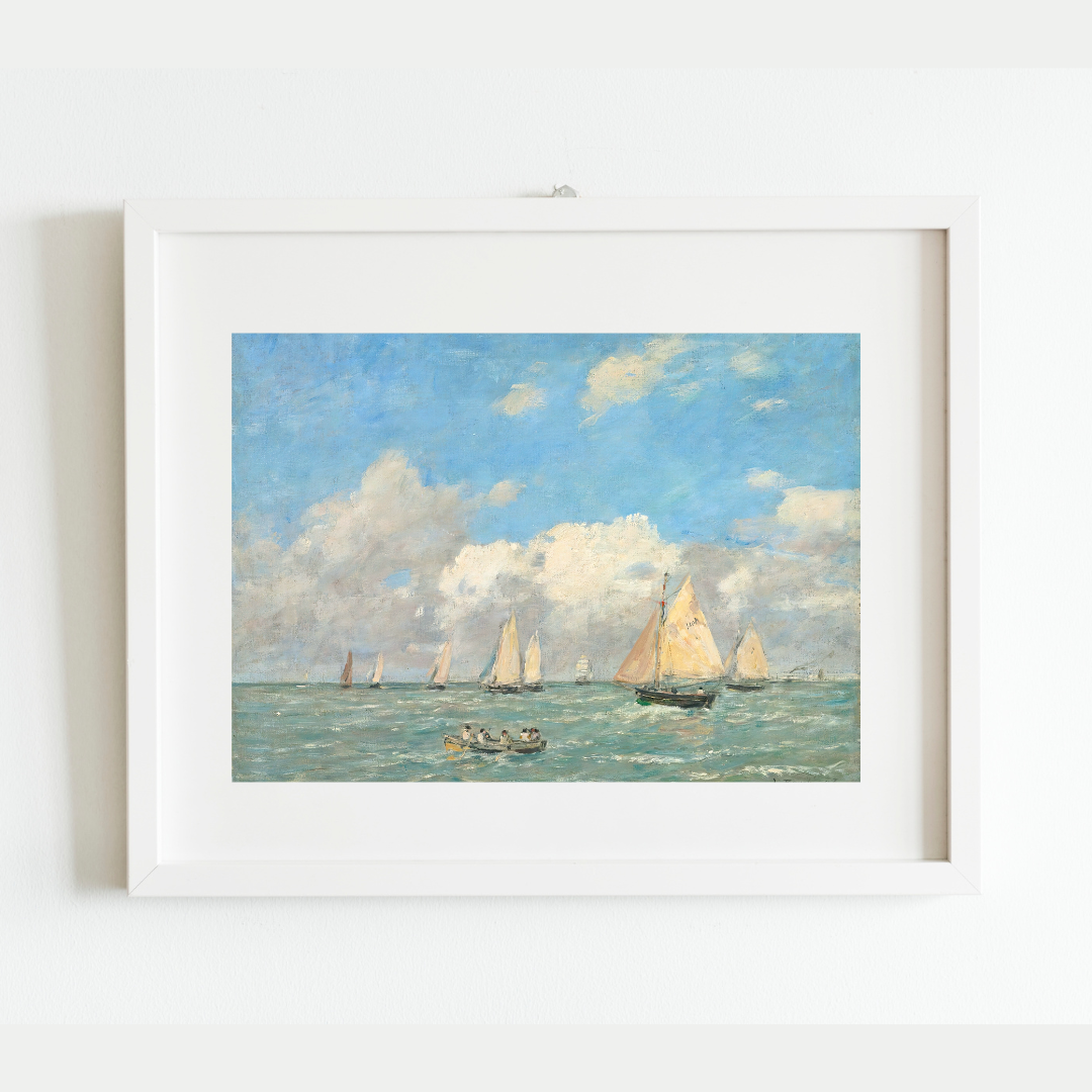 Ships in the Harbor Antique Print