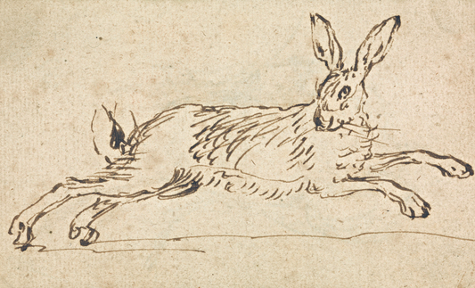 A Hare Running, with Ears Pricked Print