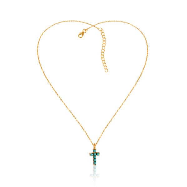 Dainty Turquoise Cross Necklace