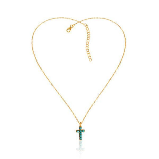 Dainty Turquoise Cross Necklace