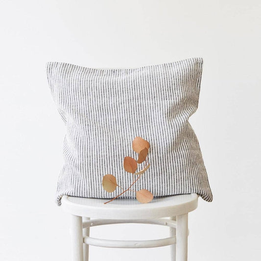 Thin Black Stripe Linen Cushion Cover