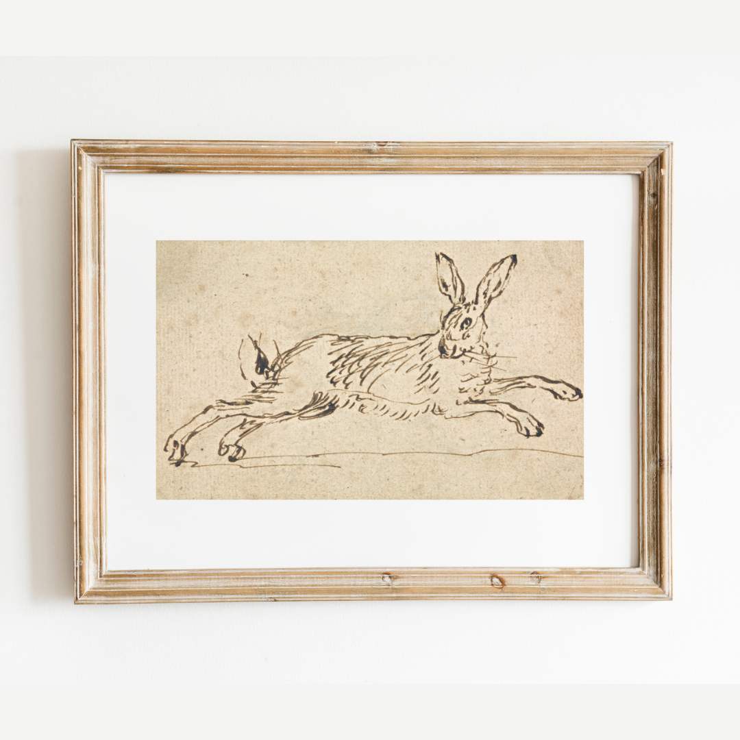A Hare Running, with Ears Pricked Print