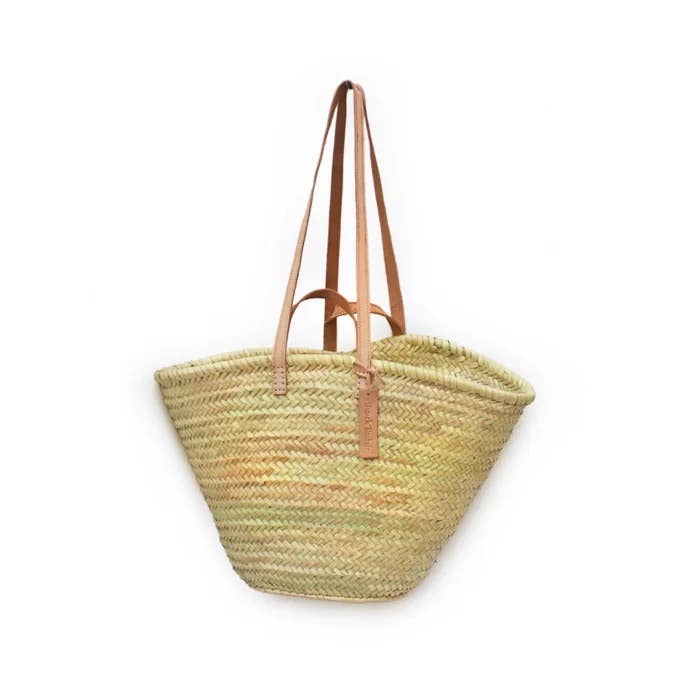 Straw Shoulder Bag double natural handles French Baskets