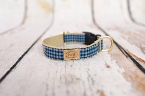 Blue gingham hotsell dog collar