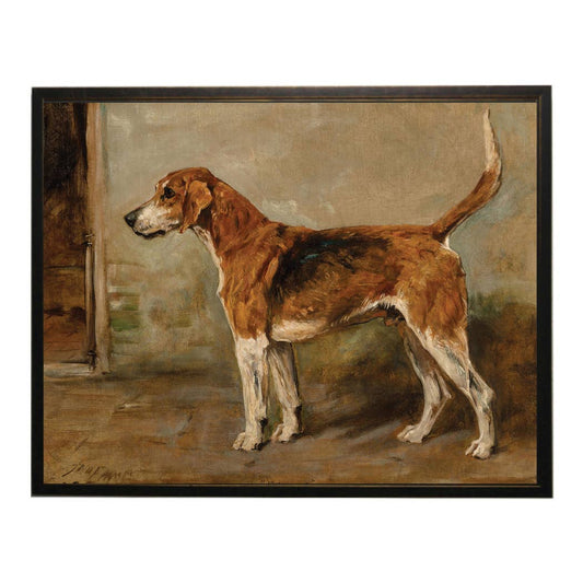Vintage dog oil painting B: Light Walnut Burl 2505-65 / 20" X 16"