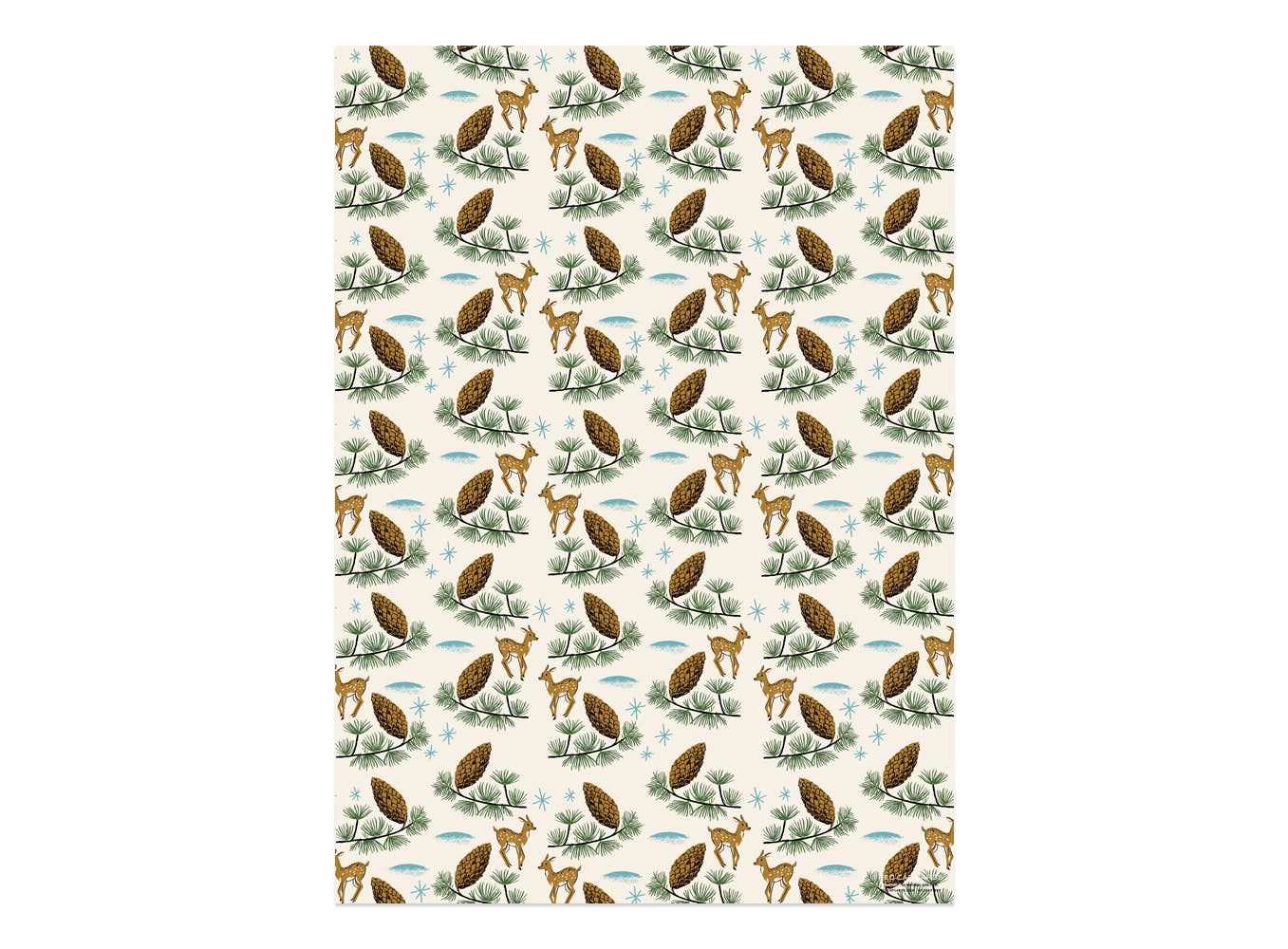 Deer and Pine Cones holiday wrapping paper rolls