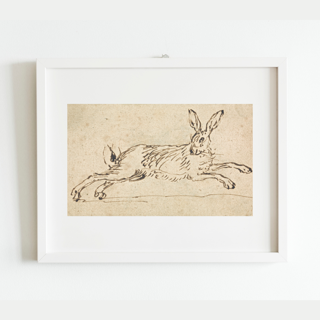 A Hare Running, with Ears Pricked Print