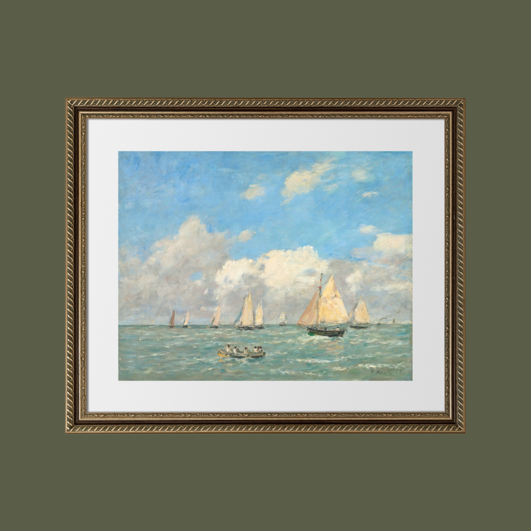 Ships in the Harbor Antique Print