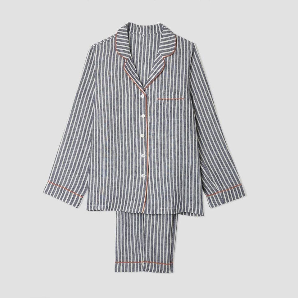 Women's Midnight Stripe Flax Linen Pajama Set