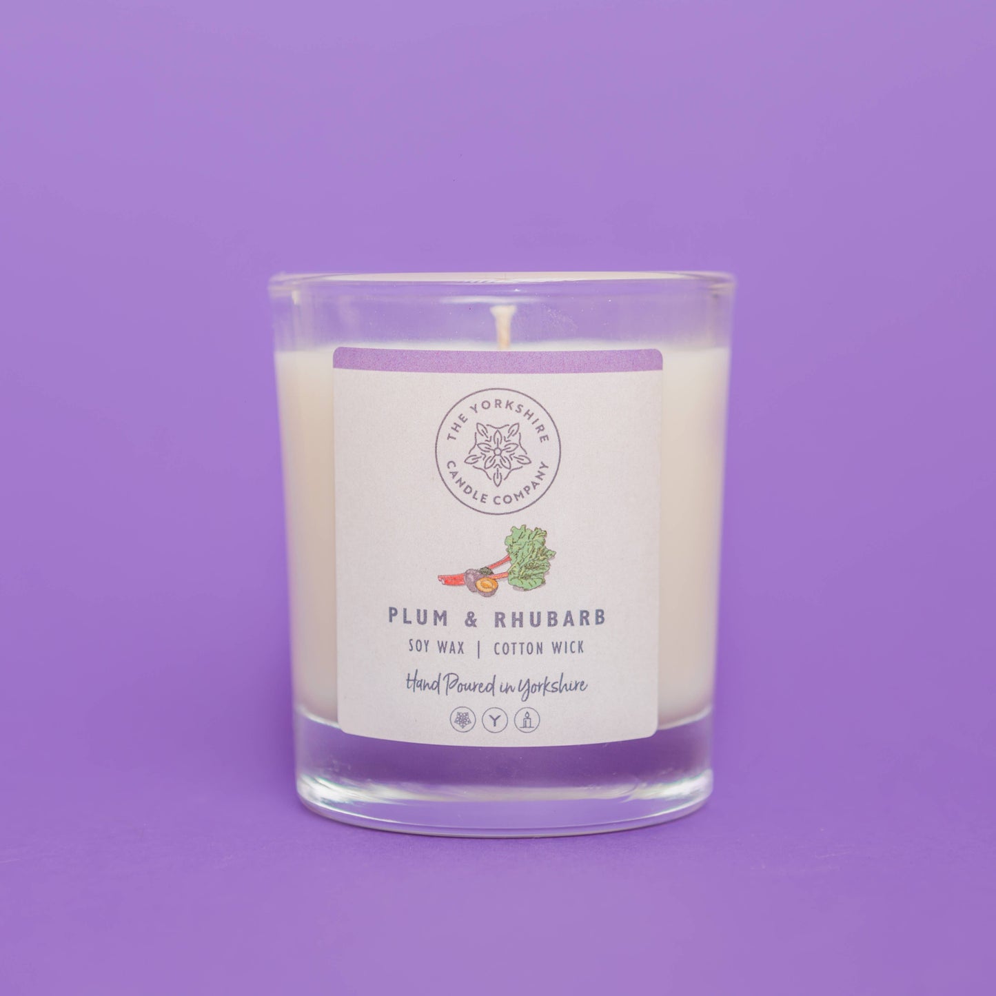 Plum & Rhubarb Glass Tumbler | Scented Candle | Soy Wax