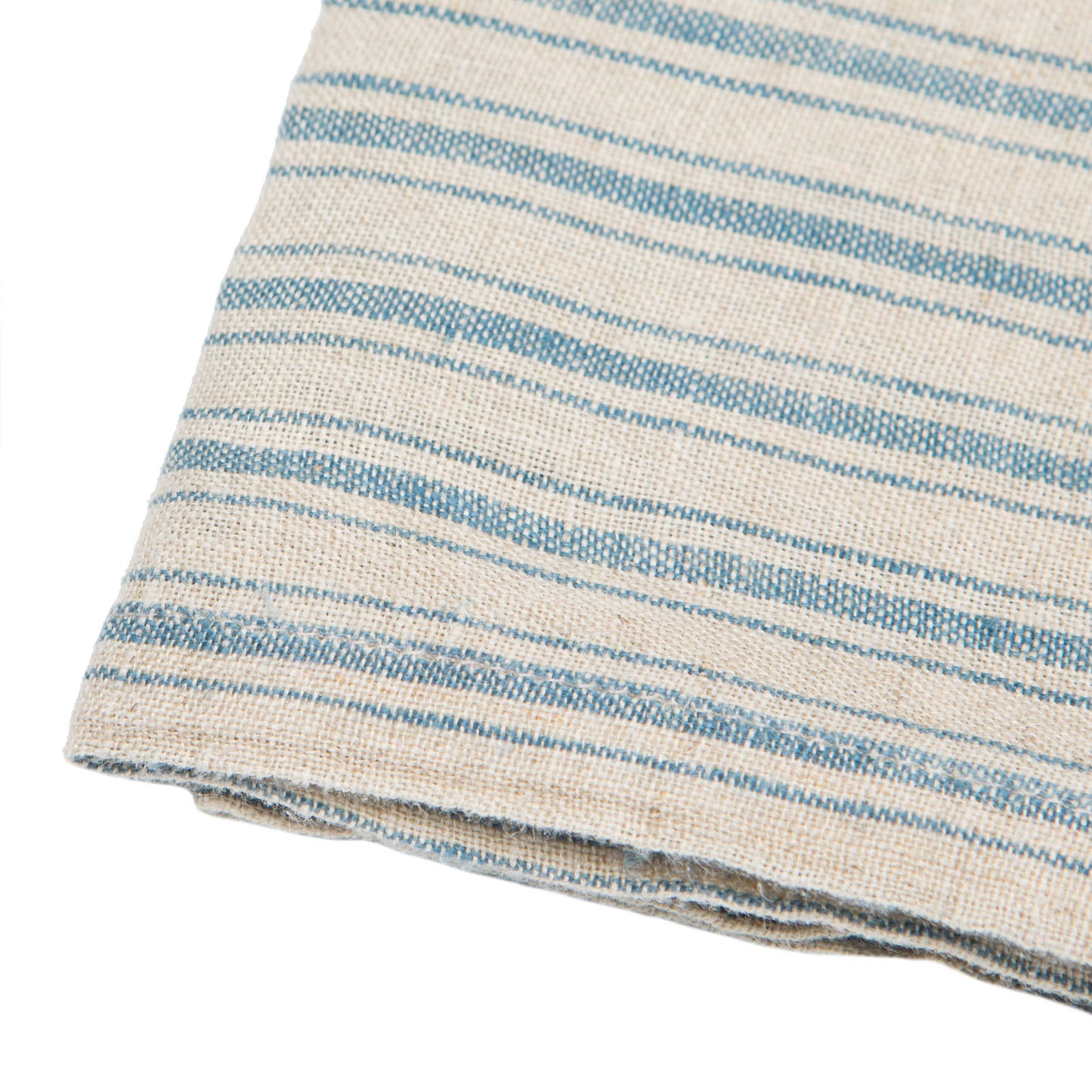 Boat Stripe Linen Towel - blue and ivory