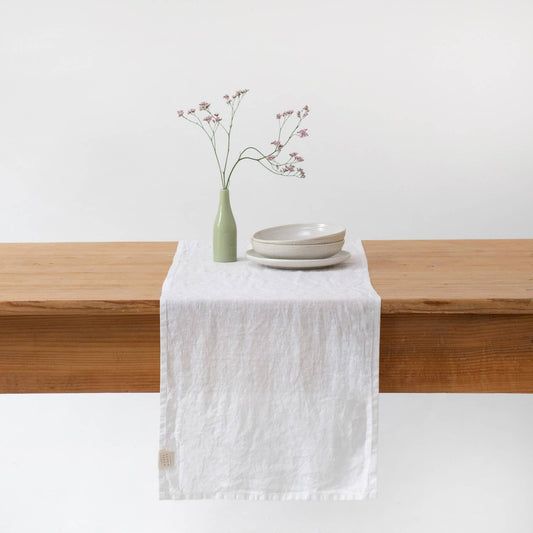 White Lightweight Linen Table Runner