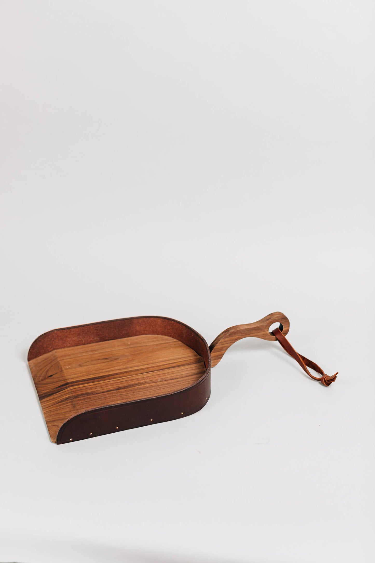 The Wood and Leather Dustpan - large